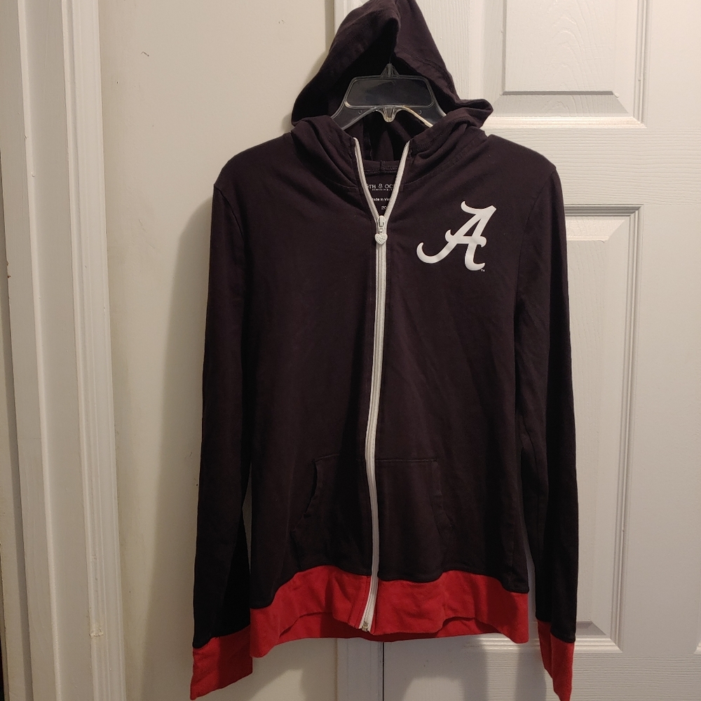 Alabama Crimson Tide 5th & Ocean Long Sleeve Hoodie Full Zip-up Sweatshirt.